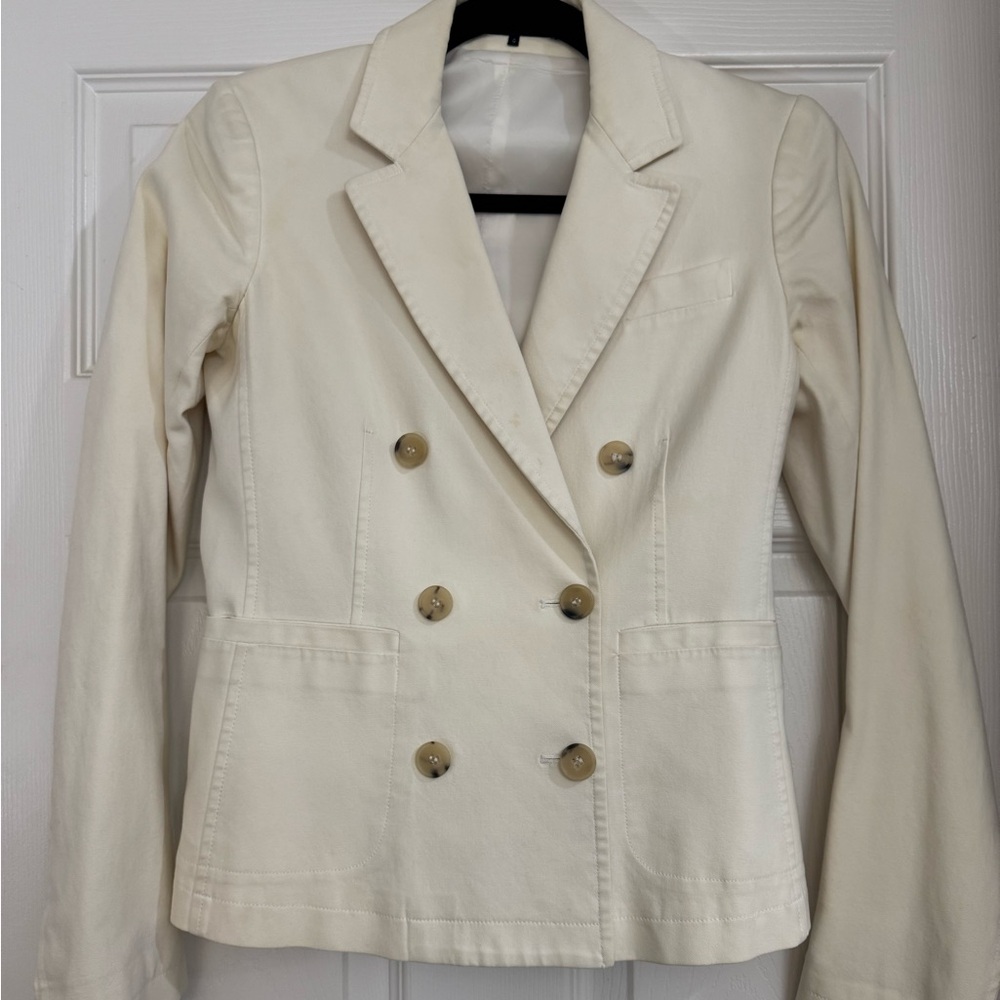 Theory double breasted blazer ivory size 0